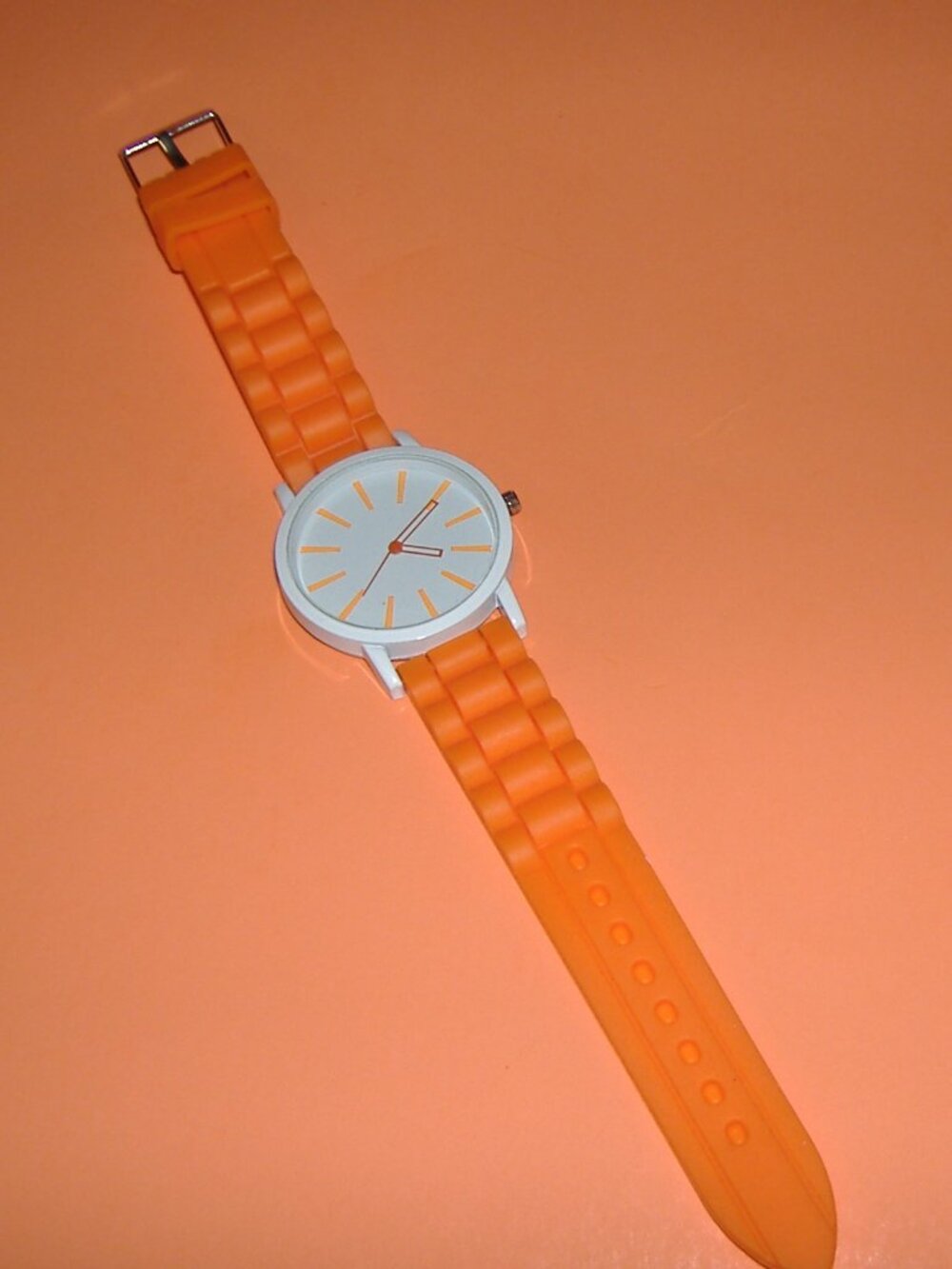 Beautiful watch w/Soft Silicone Strap, Breathable color Orange/white